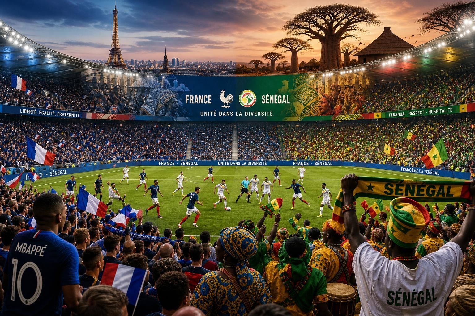 francie a senegalsko: prolnutí kultur a vášnivá sportovní rivalita spojující tradice a soutěživost.