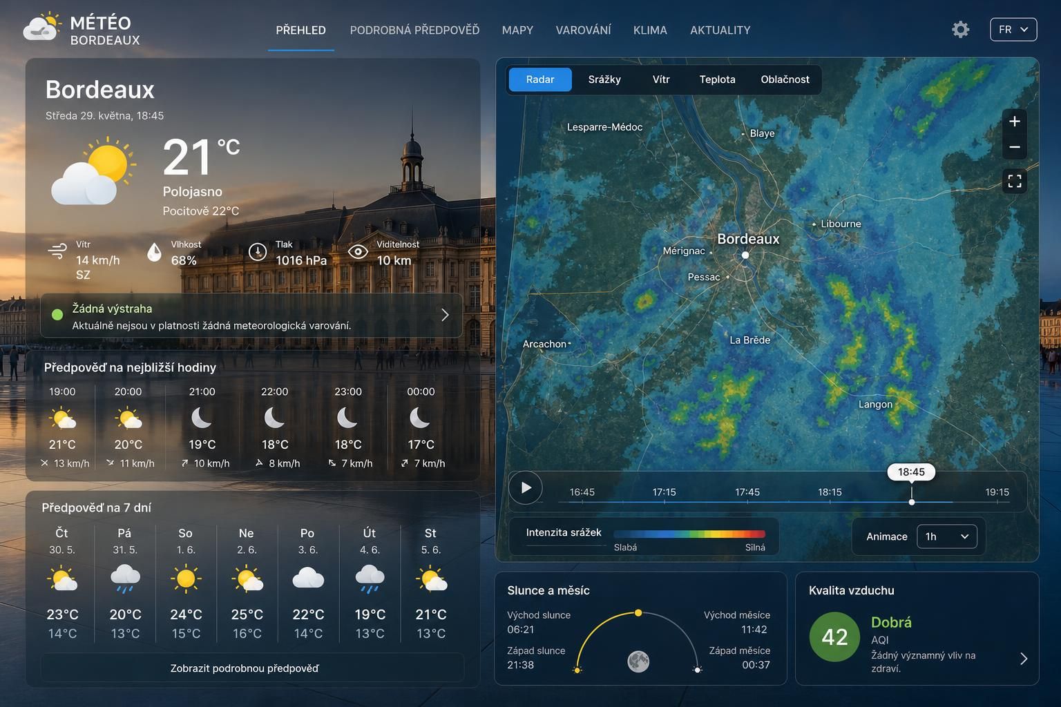 zjistěte aktuální počasí v bordeaux včetně podrobné předpovědi a klimatických informací pro lepší plánování vašich aktivit.