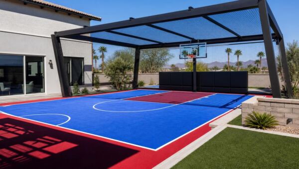 Legendární sportovní konstrukce přeměňují dvorky v Las Vegas na jedinečná hřiště na míru