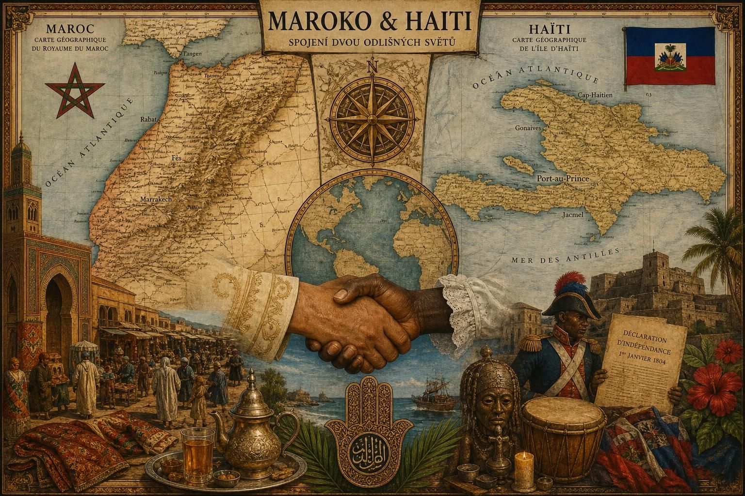 objevte spojení mezi marokem a haiti prostřednictvím historie a naděje, odhalující bohatství dvou odlišných kultur a světů.