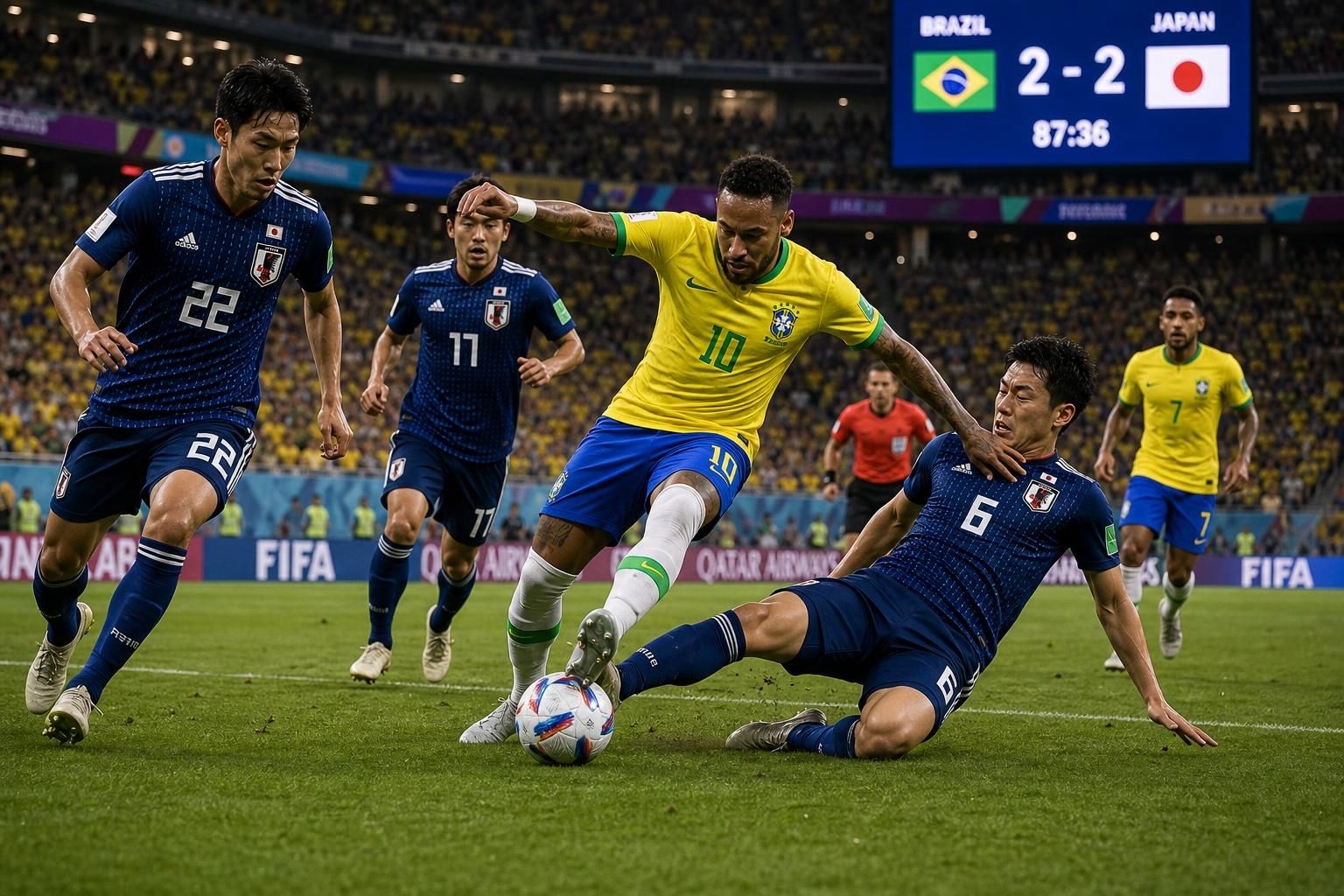 napínavý fotbalový souboj mezi giganty brazílií a japonskem na zeleném trávníku – kdo zvítězí v této vzrušující bitvě?