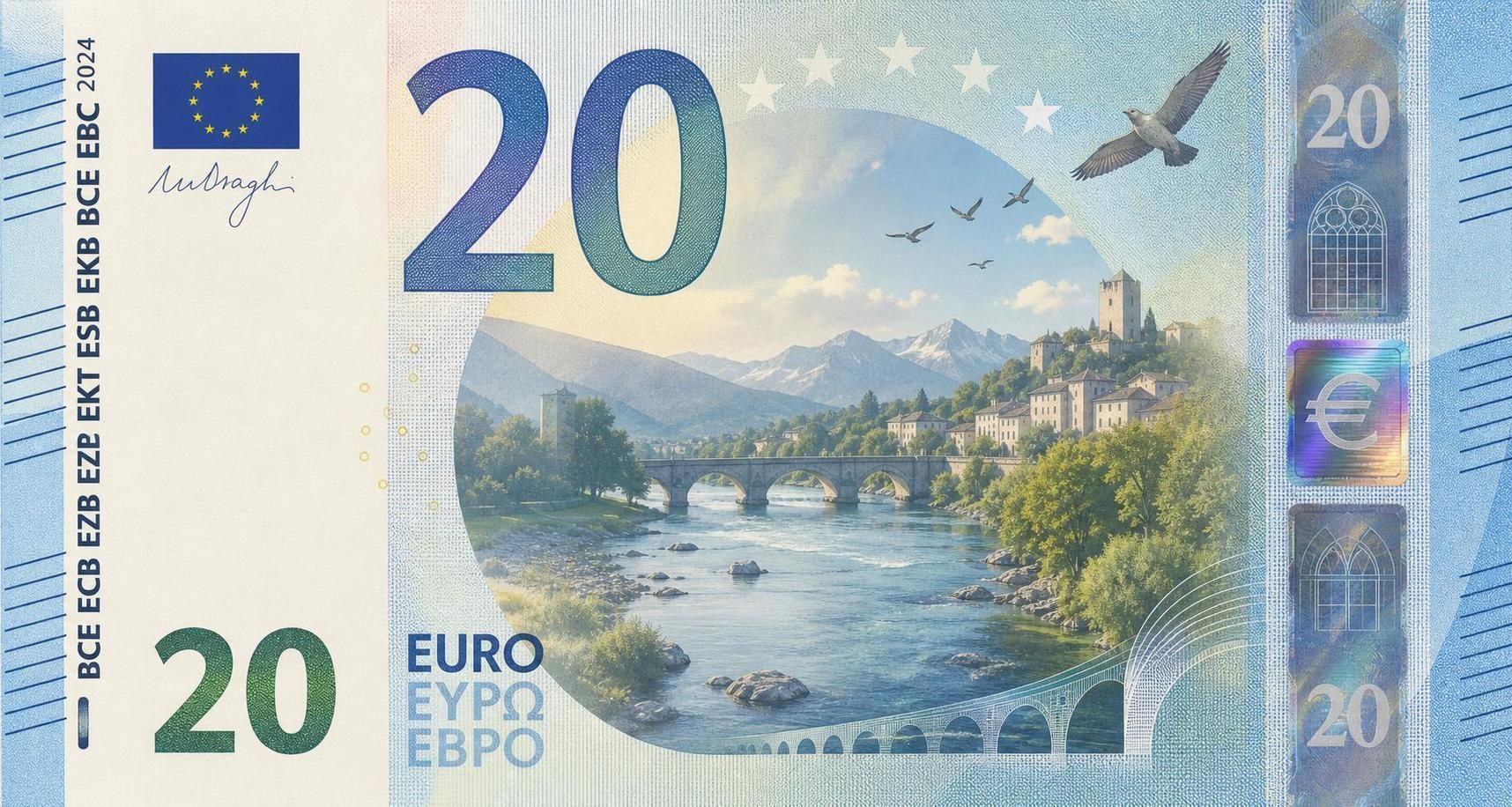 objevte novou eurovou bankovku, která přináší inovace a zvyšuje bezpečnost v oběhu. moderní design a pokročilé zabezpečovací prvky chrání vaši měnu.