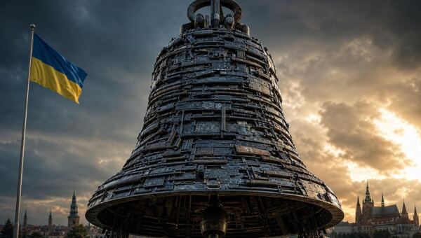 Pražský zvon Svobody vytavený z ruských zbraní symbolizuje ukrajinskou odvahu