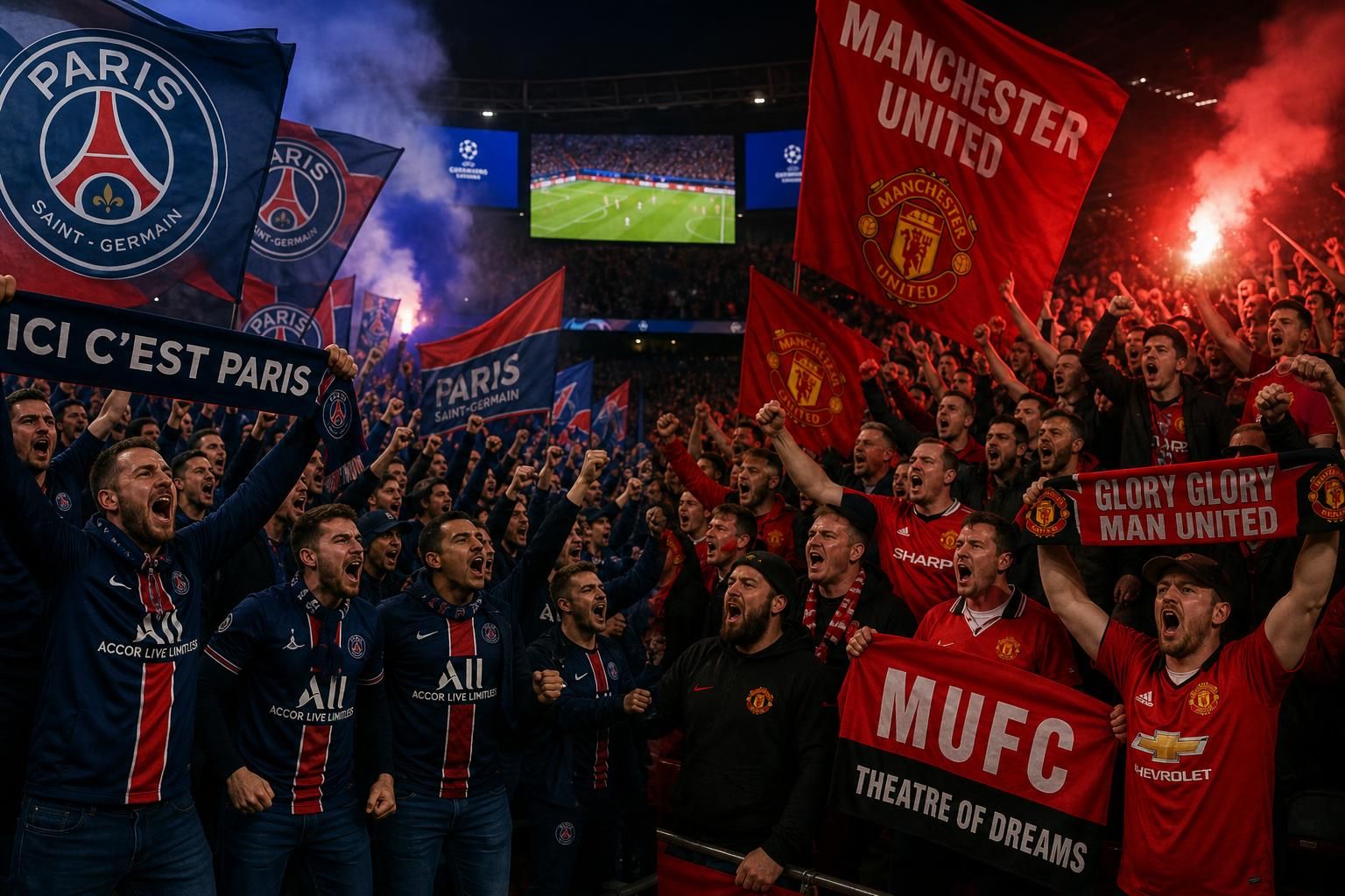 souboj obřích: paris sg proti manchesteru united - napínavý fotbalový zápas plný vášní a talentu.