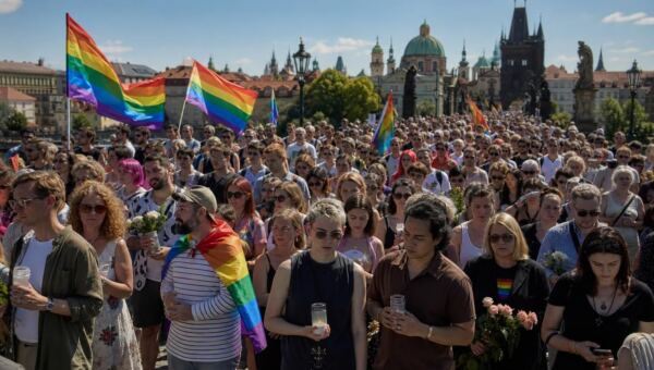 Tisíce lidí se účastní průvodu Prague Pride a uctívají památku obětí útoku v Berlíně