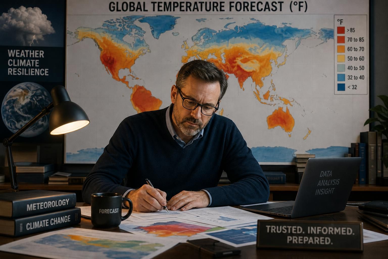 přesná globální předpověď teplot ve stupních fahrenheit s aktuálními údaji pro všechny kontinenty.