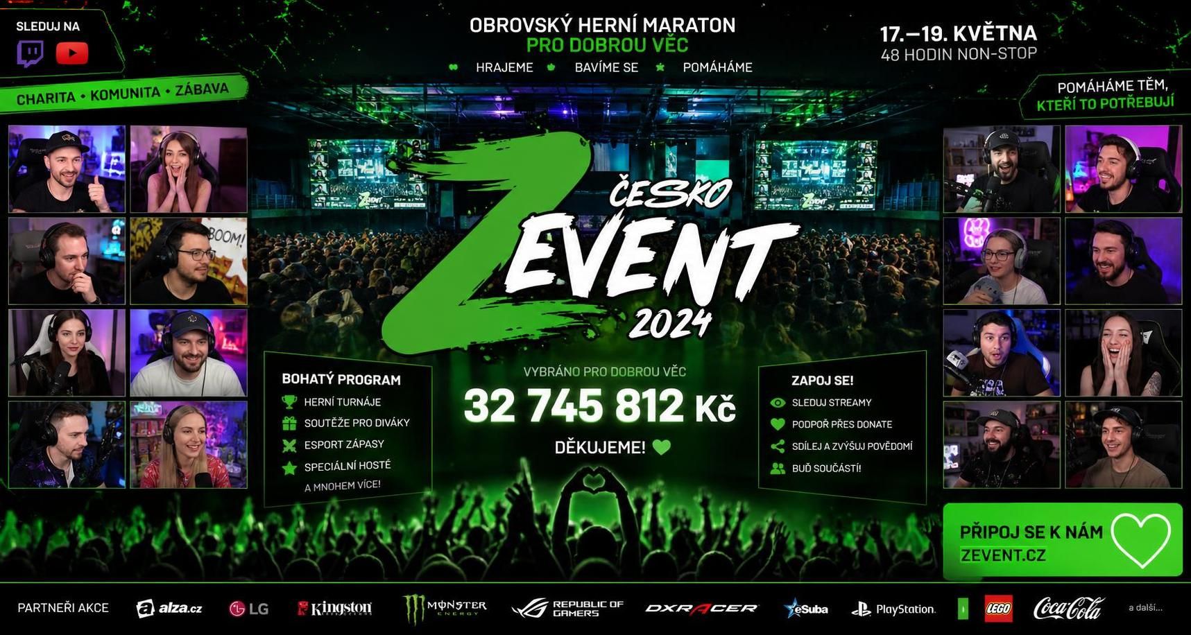 zevent je největší charitativní herní maraton v česku, který spojuje hráče a fanoušky pro podporu dobré věci prostřednictvím online her a zábavy.