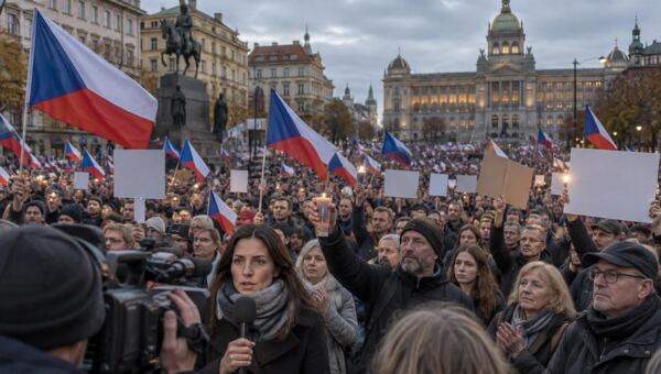 Tisíce lidí protestují proti reformě veřejnoprávních médií po uspěchaném hlasování v Česku